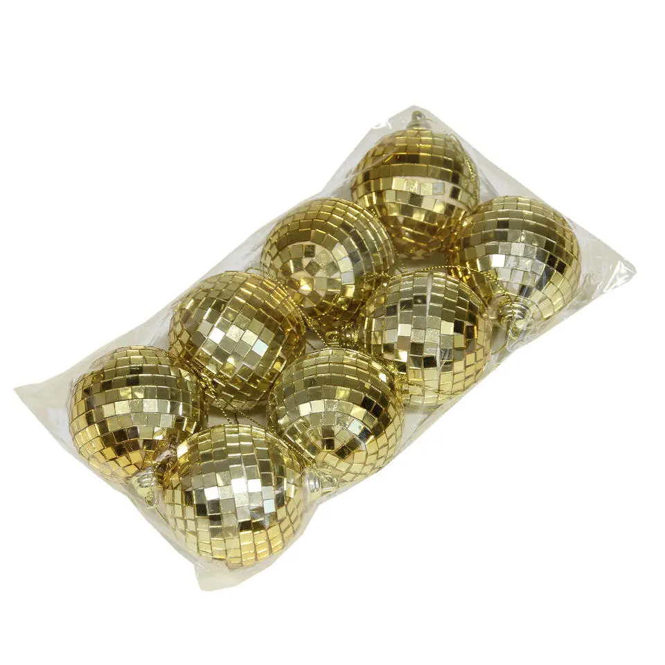 Othmar Decorations kerstballen - disco - 8x st - goud - 6 cm