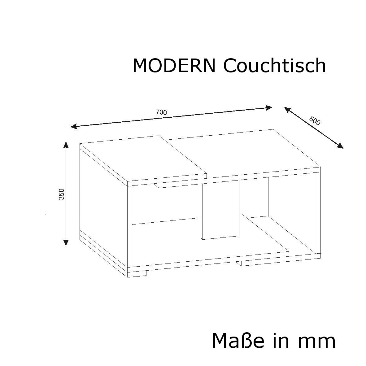 Couchtisch Modern Weiß Walnuss