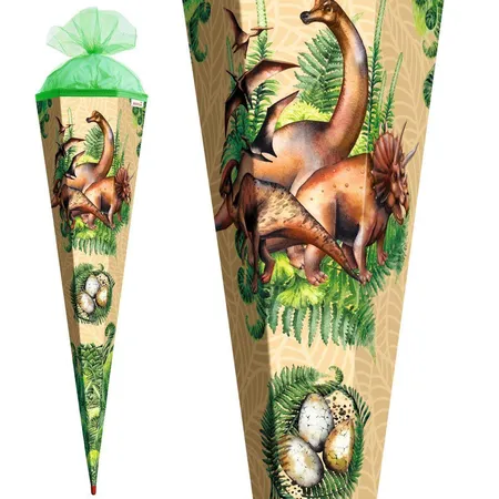 Roth Motiv-Schultüte, Veganosaurus, 85cm, eckig, Rot(h)-Spitze, Tüllverschluss