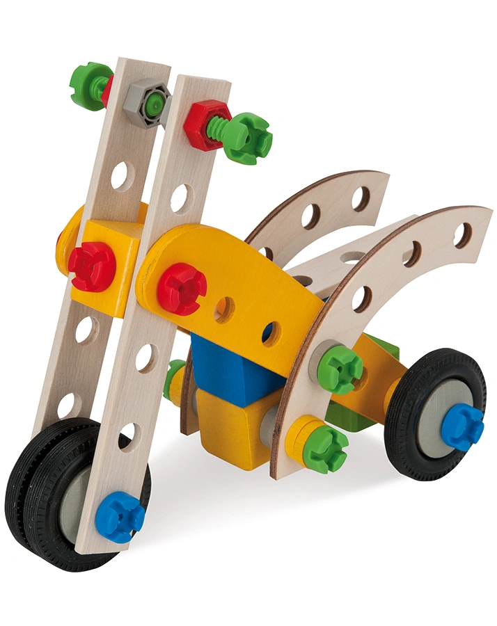 Holz-Kranwagen CONSTRUCTOR 65-teilig in bunt