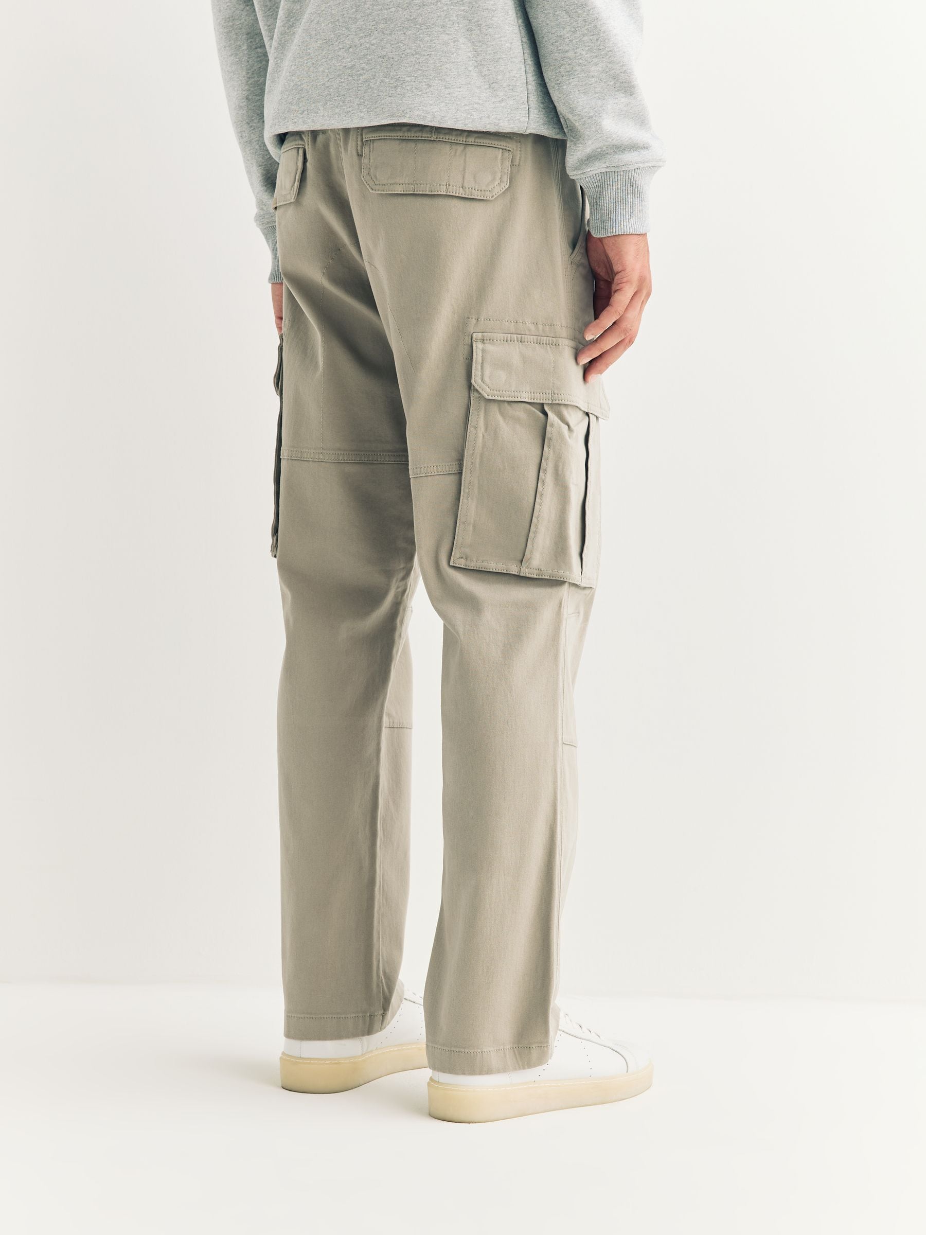 Pastelgeel - Straight fit - Katoenen cargostretchbroek
