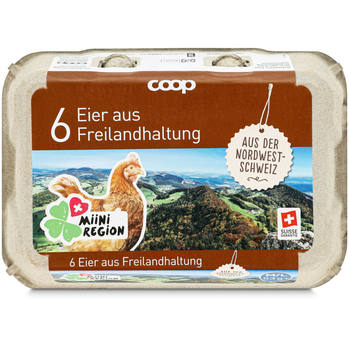 Eier Freiland Nordwestschweiz 53g+ 6 Stück