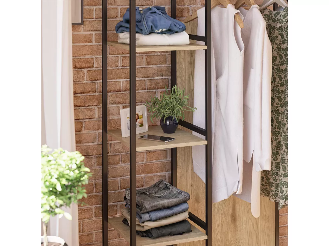 Modine | Armoire avec 5 étagères en panneaux de particules nature