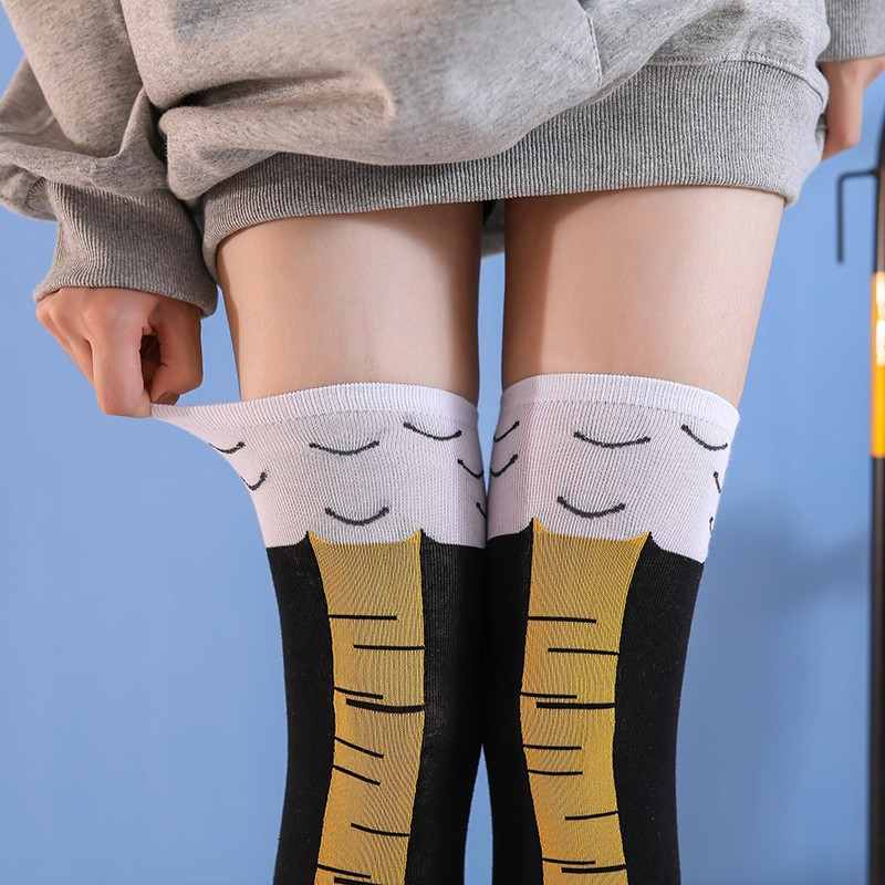 (1 Paar) Lustige Tierfüsse Socken Over Knee Strümpfe (One Size) - Chicken