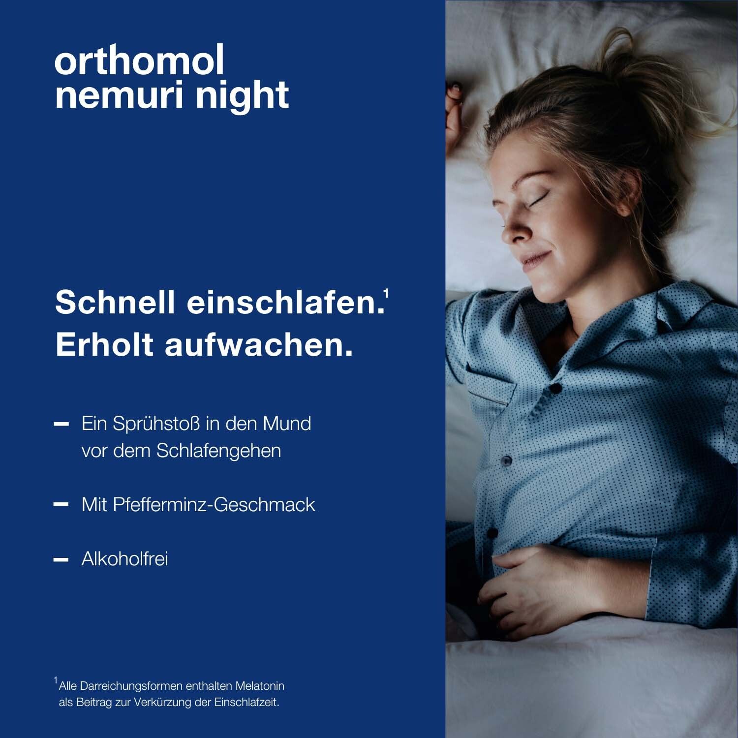 Orthomol Nemuri night - zur Verkürzung der Einschlafzeit - Einschlafspray mit Melatonin und Hopfen-Extrakt