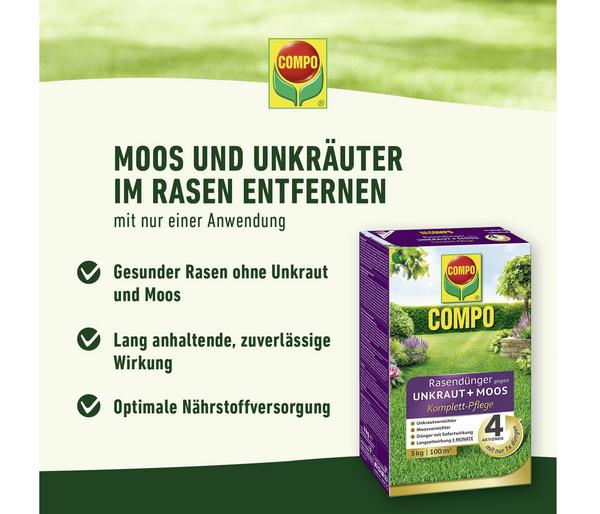 COMPO Rasendünger gegen Unkraut + Moos 4in1