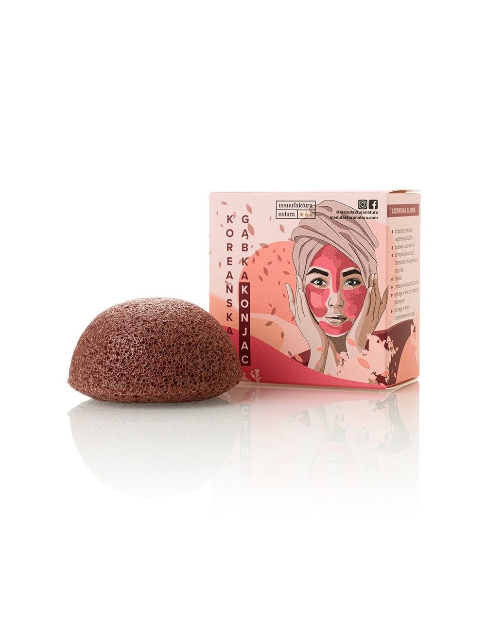 Konjac-Schwamm mit roter Tonerde.