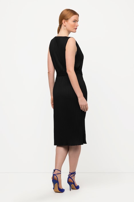 Plissee-Kleid, A-Linie, Rundhals, ärmellos