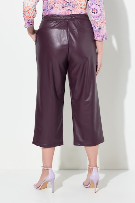 Culotte, weites Bein, Lederoptik