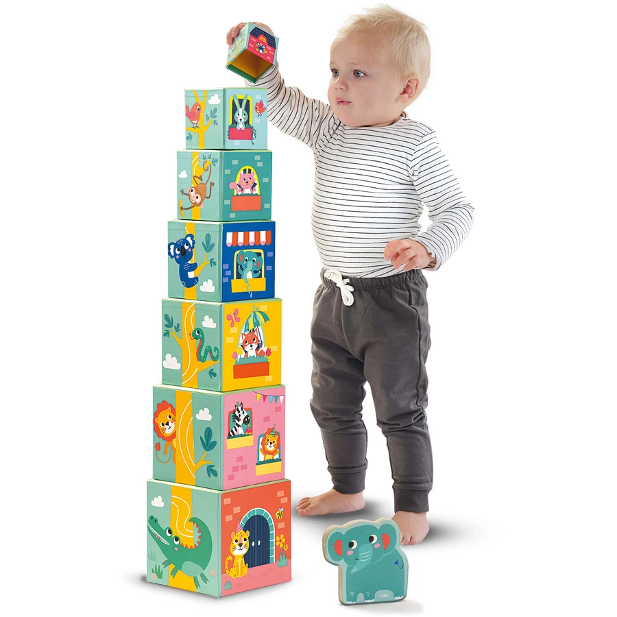 SES Creative® Stapelwürfel mit Tierfiguren