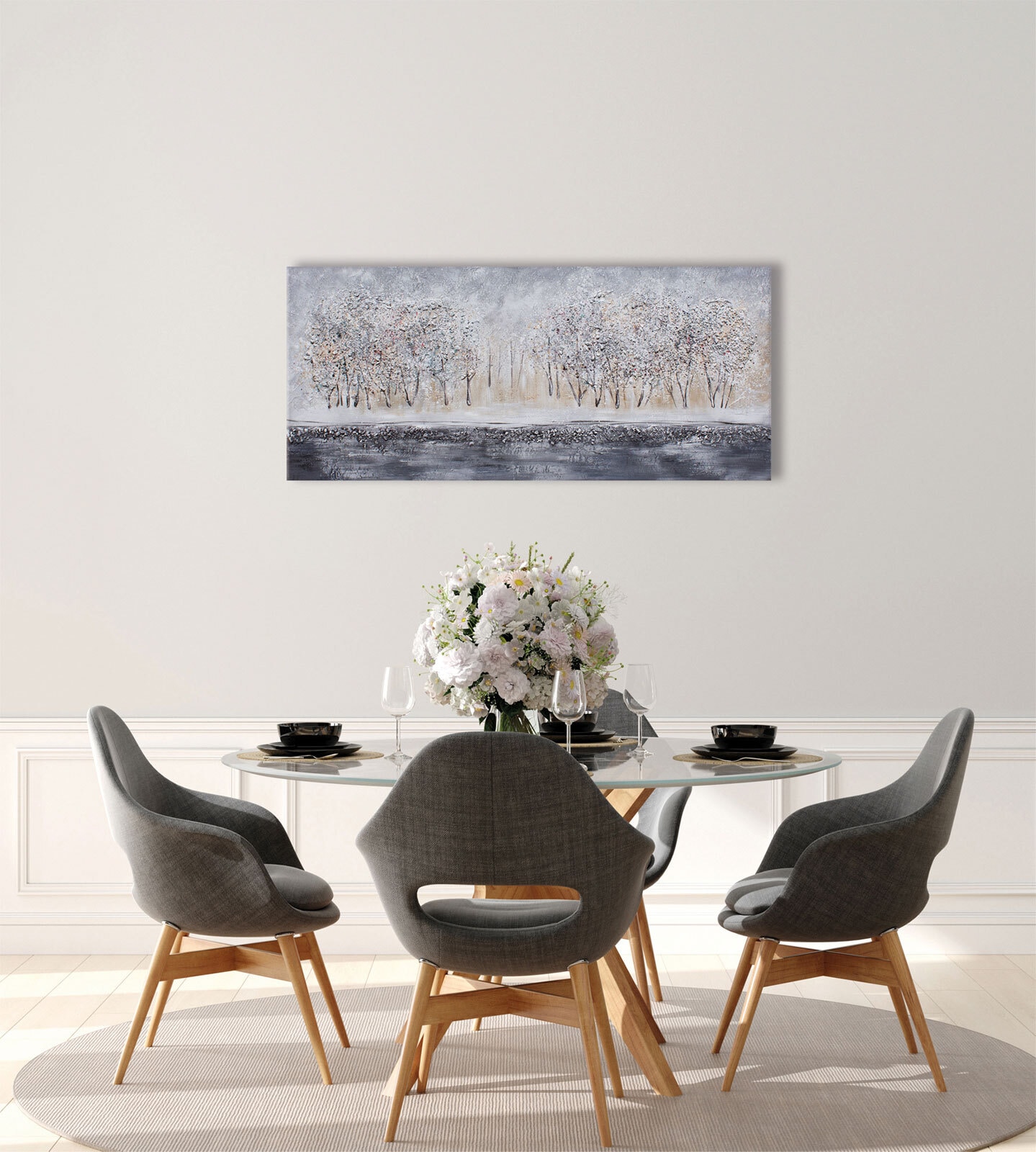 Handgefertigtes Ölgemälde Bäume 140 x 60