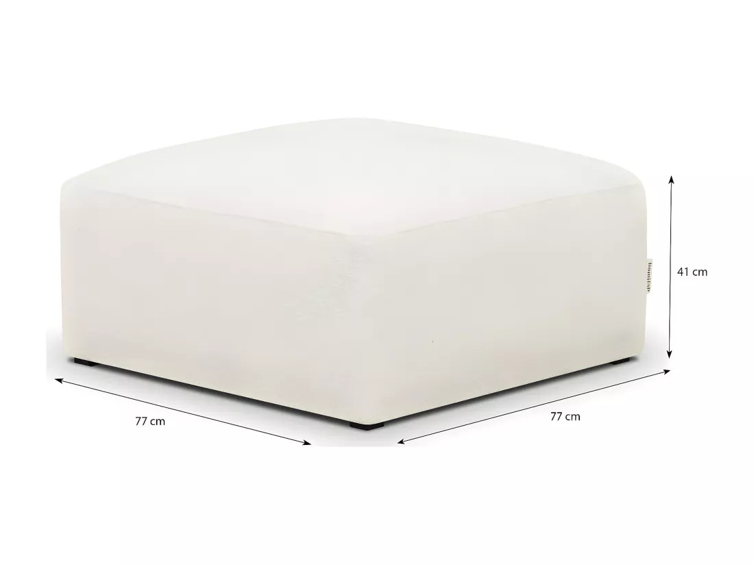 Pouf / repose-pieds modulable en tissu bouclette écru - Modulo
