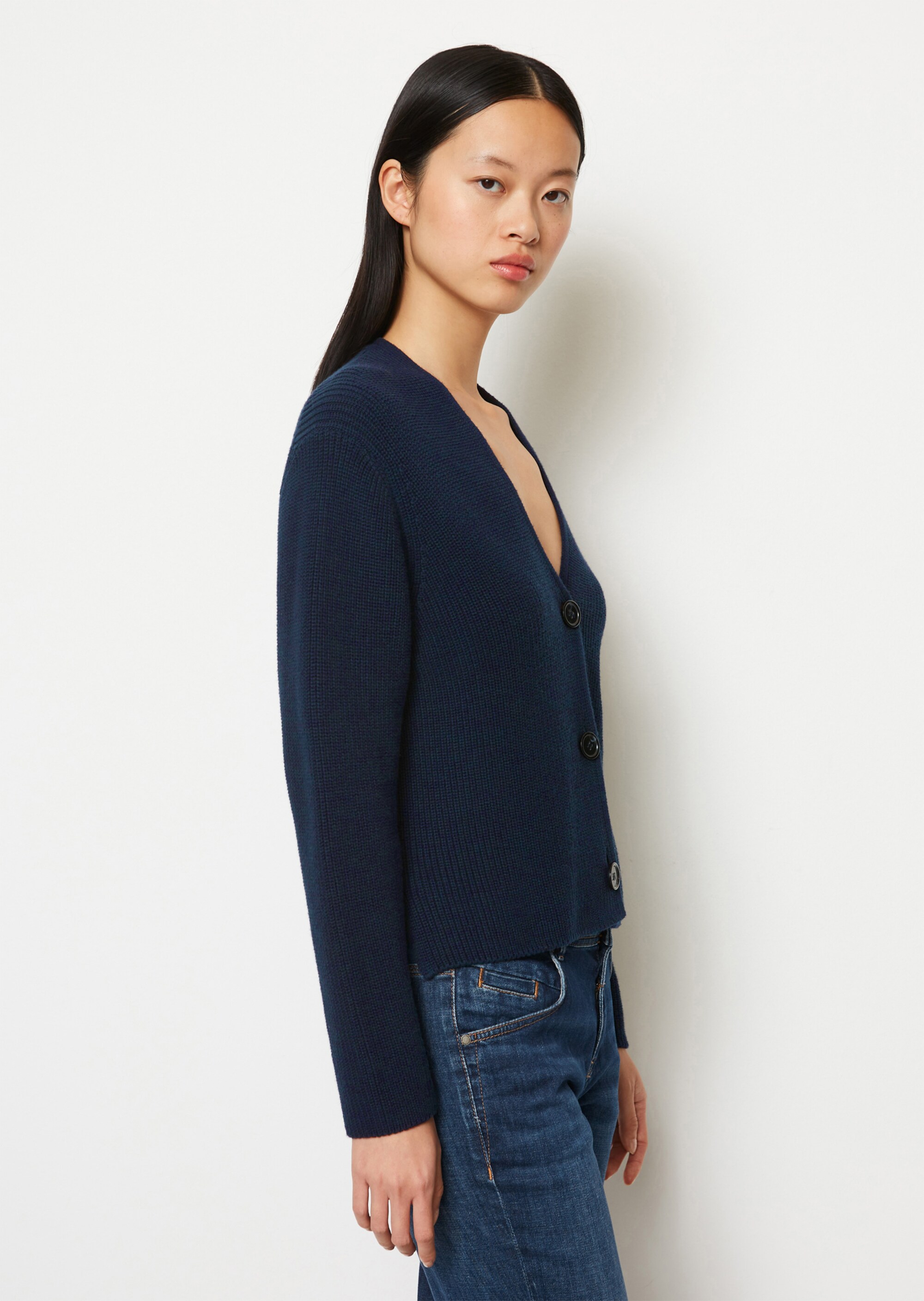 V-Neck-Cardigan relaxed cropped aus Heavy-Weight-Organic-Cotton