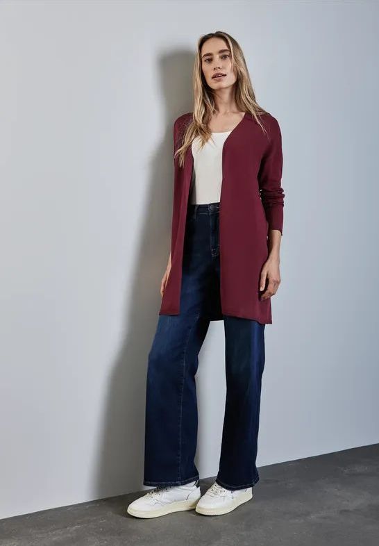 Street One Dames Lang vest in Rood, in size: 34