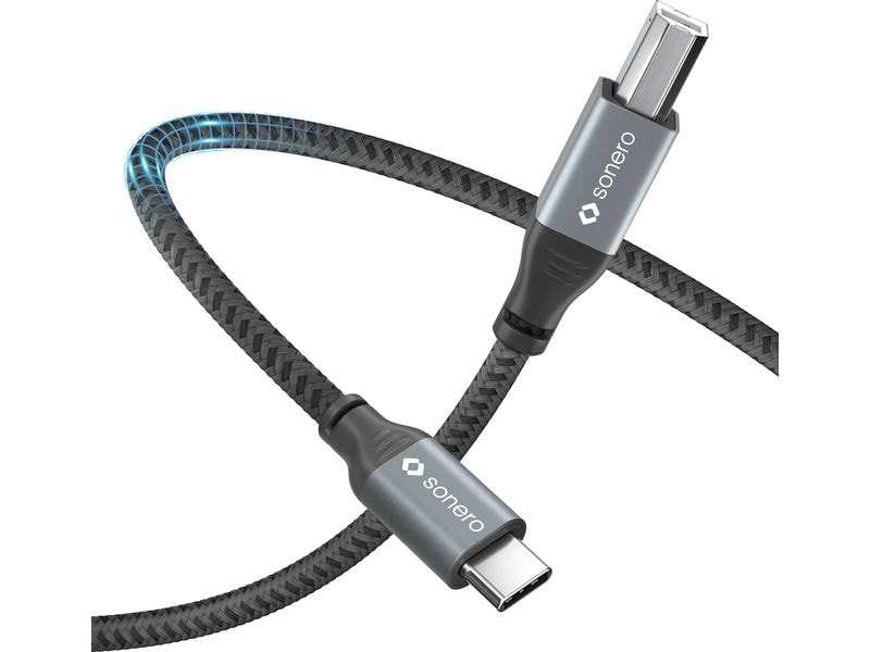 sonero USB 2.0-Kabel USB C - USB B 2 m USB 2.0 Kabel – C/b – aluminium – space grey/schwarz - 0.50m