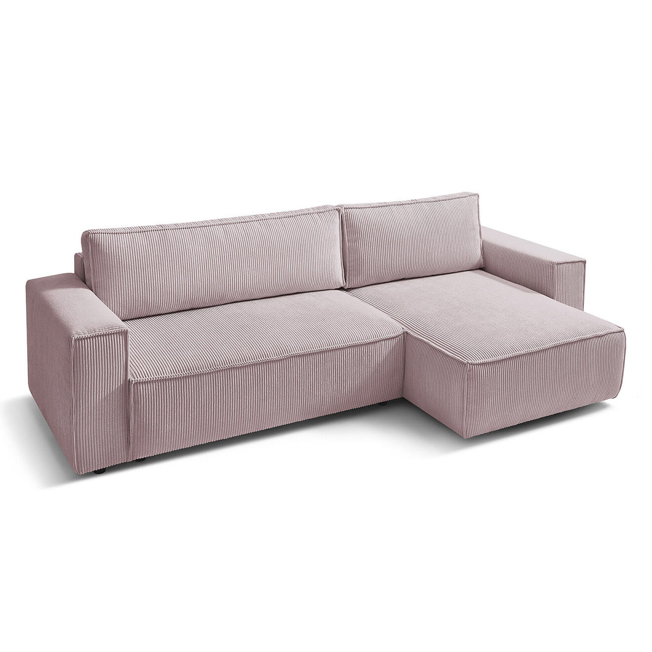 Bobochic Canapé d'angle convertible reversible Nihad en velours côtelé violet - 282x153 cm