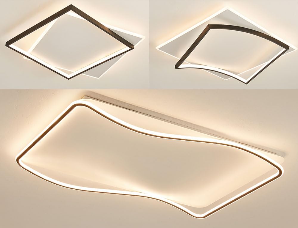 SX626-900 * 600 LED Deckenleuchte mit Fernbedienung Lichtfarbe/Helligkeit einstellbar schwarz weiß lackierter Alurahmen sehr leicht (SX626-900 * 600)