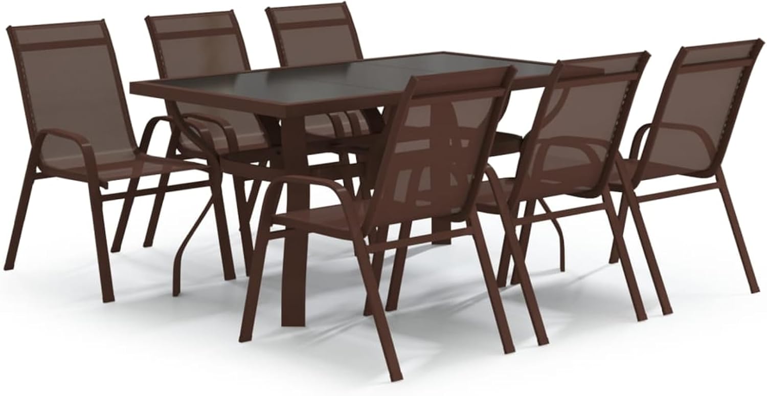 Tidyard Garten-Essgruppe, Robust, Platzsparend, 7-TLG., Braun und Schwarz, fürBalkon oder Terrasse