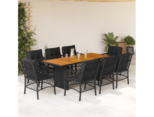 LES TENDANCES - Ensemble table et chaises de jardin-noir-8 places-457024