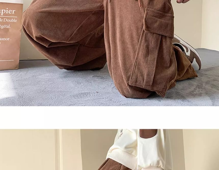 emeisa - Corduroy broek met hoge taille en wijde pijpen