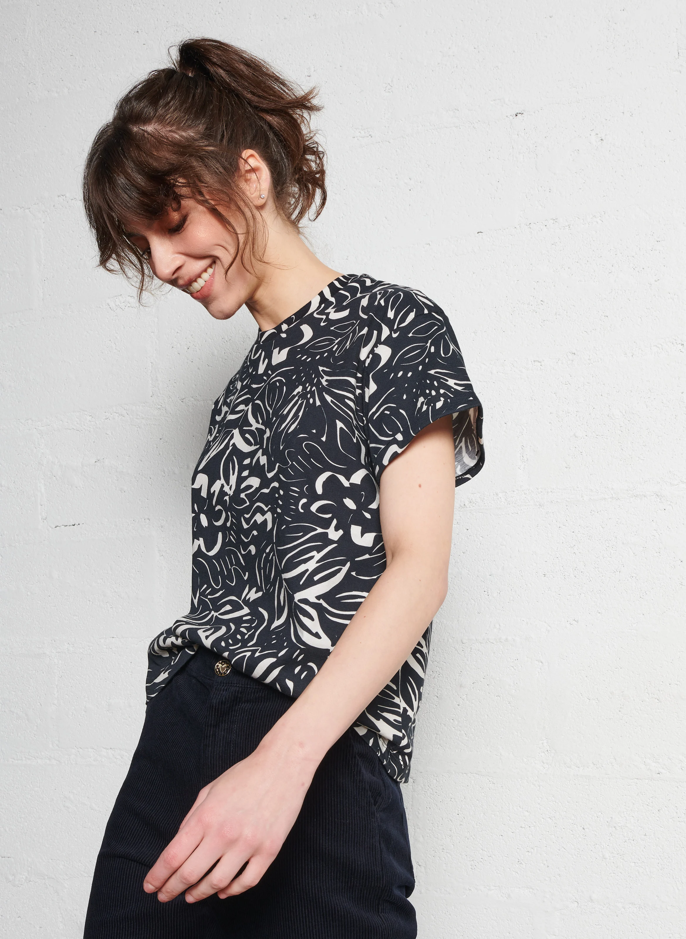 Tee-shirt manches courtes imprimé en coton | Noir