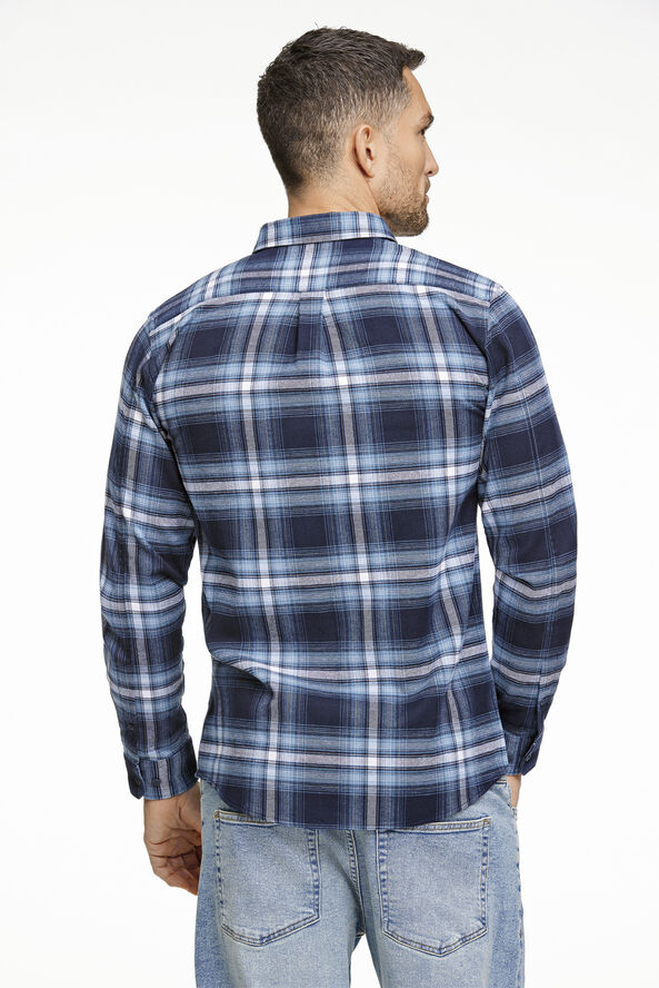 Lindbergh Brushed checked shirt L/S Dk blue