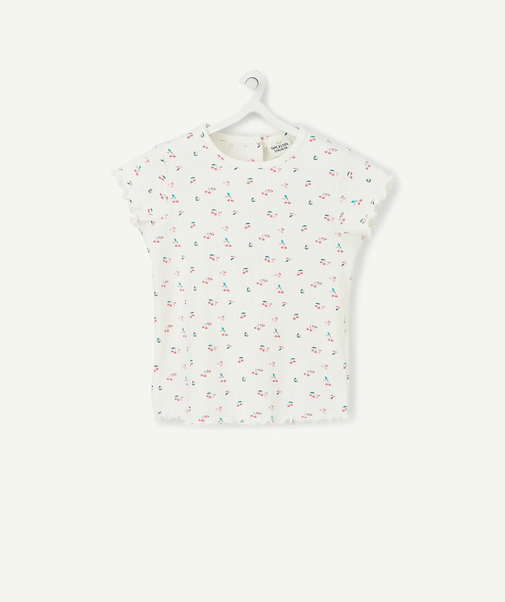 LE T-SHIRT BLANC EN COTON BIOLOGIQUE AVEC IMPRIMÉ CERISES