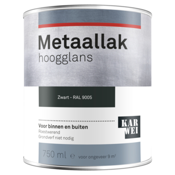 Karwei metaallak hoogglans RAL 9005 zwart 750 ml