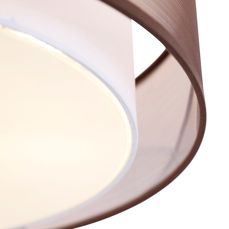 Moderne plafondlamp bruin met wit 50 cm 3-lichts - Drum Duo