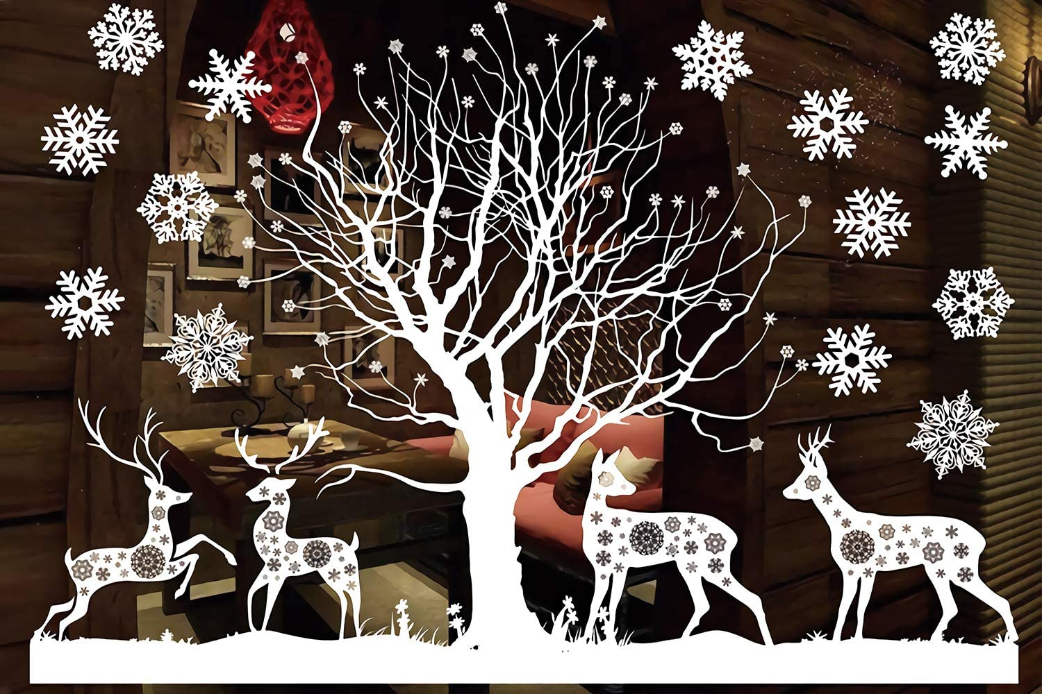(2er Set) 50x35cm Fenster Aufkleber Fenstersticker Folie Weihnachtsdekoration - Merry Christmas