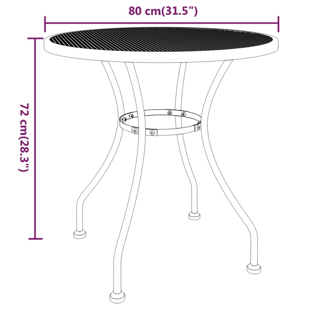 Mobilier à dîner de jardin 5 pièces maille métal anthracite