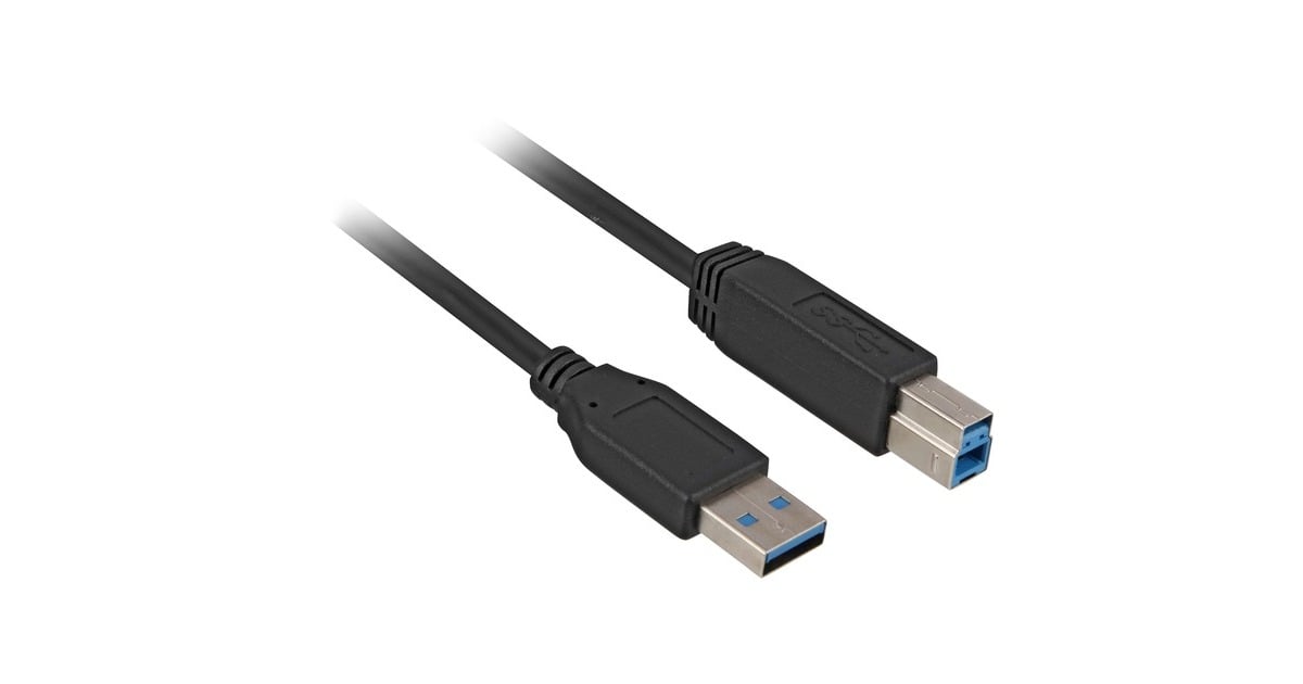 SharkoonUSB-A 3.0 > USB-B kabel  (Zwart, 5 meter)
