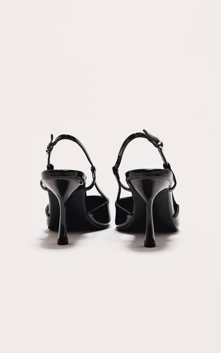 Noir Escarpins À Talons Hauts Vernis À Bout Pointu Coupe Large