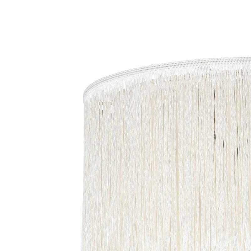 Oosterse plafondlamp goud crème kap met franjes - Franxa