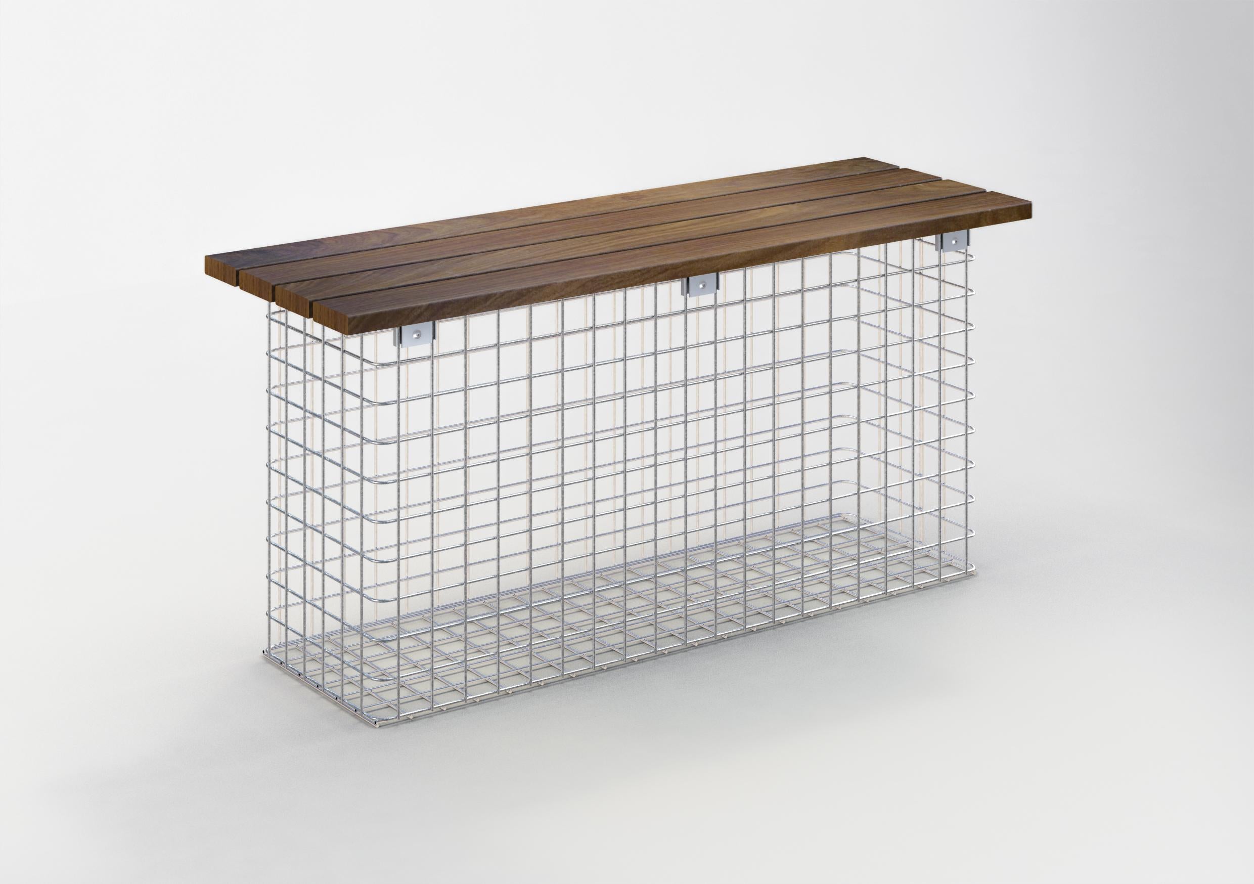 Gabiona Gartenbank Cumaru 102 x 50 x 42 cm, MW 5 x 5 cm, feuerverzinkt