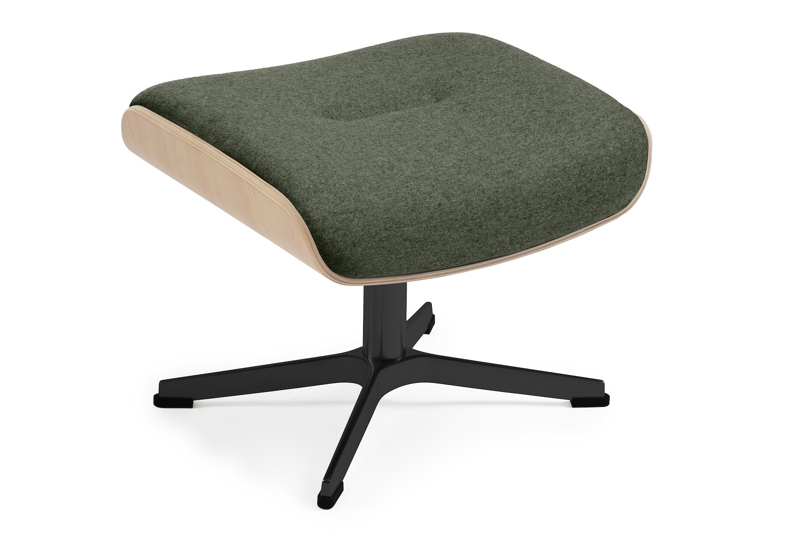 Air krakk høy I tekstil Sheford 1383-28 Forrest, høy standard svingfot sort alu. Skrog i ubehandlet eik