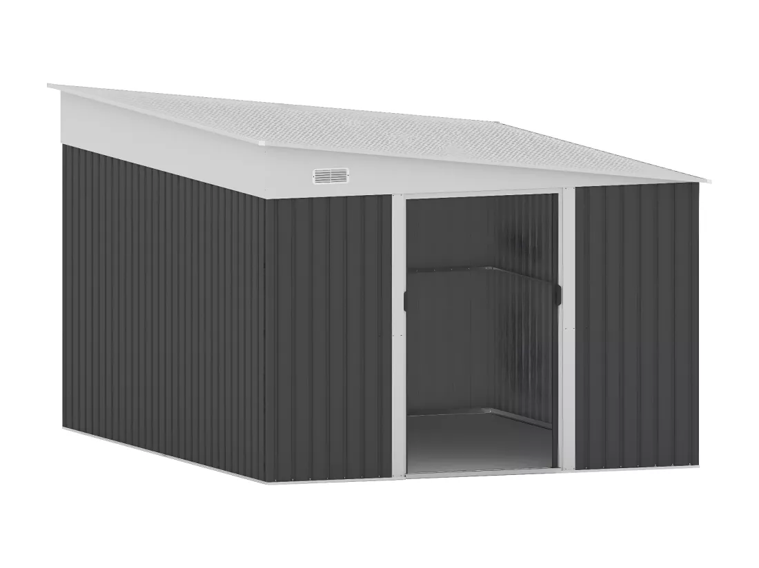 Abri de jardin métal adossé en acier galvanisé anthracite 9,76 m² - DAXTON