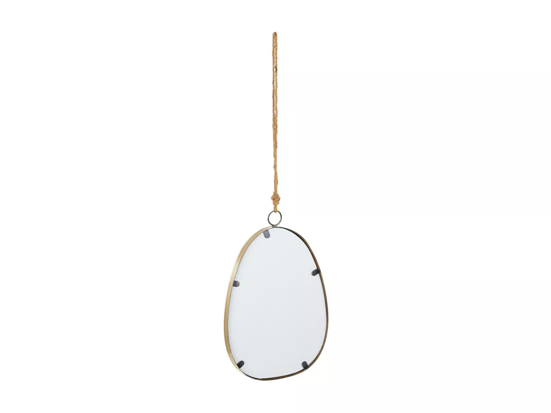 Miroir mural en métal et corde doré 25x2.5x36h