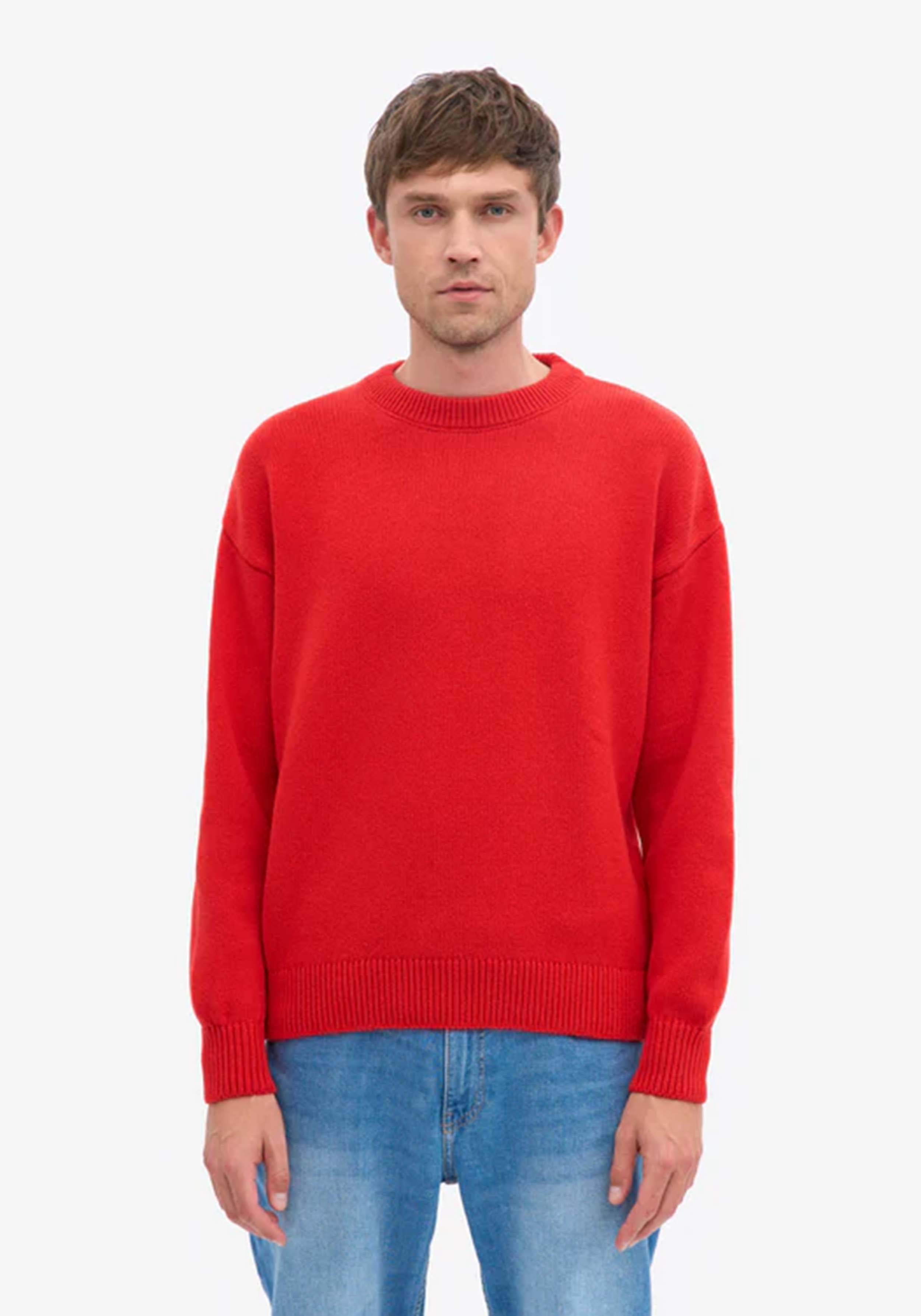 Colorful Standard Oversized Merino-Wollpullover Red Tangerine