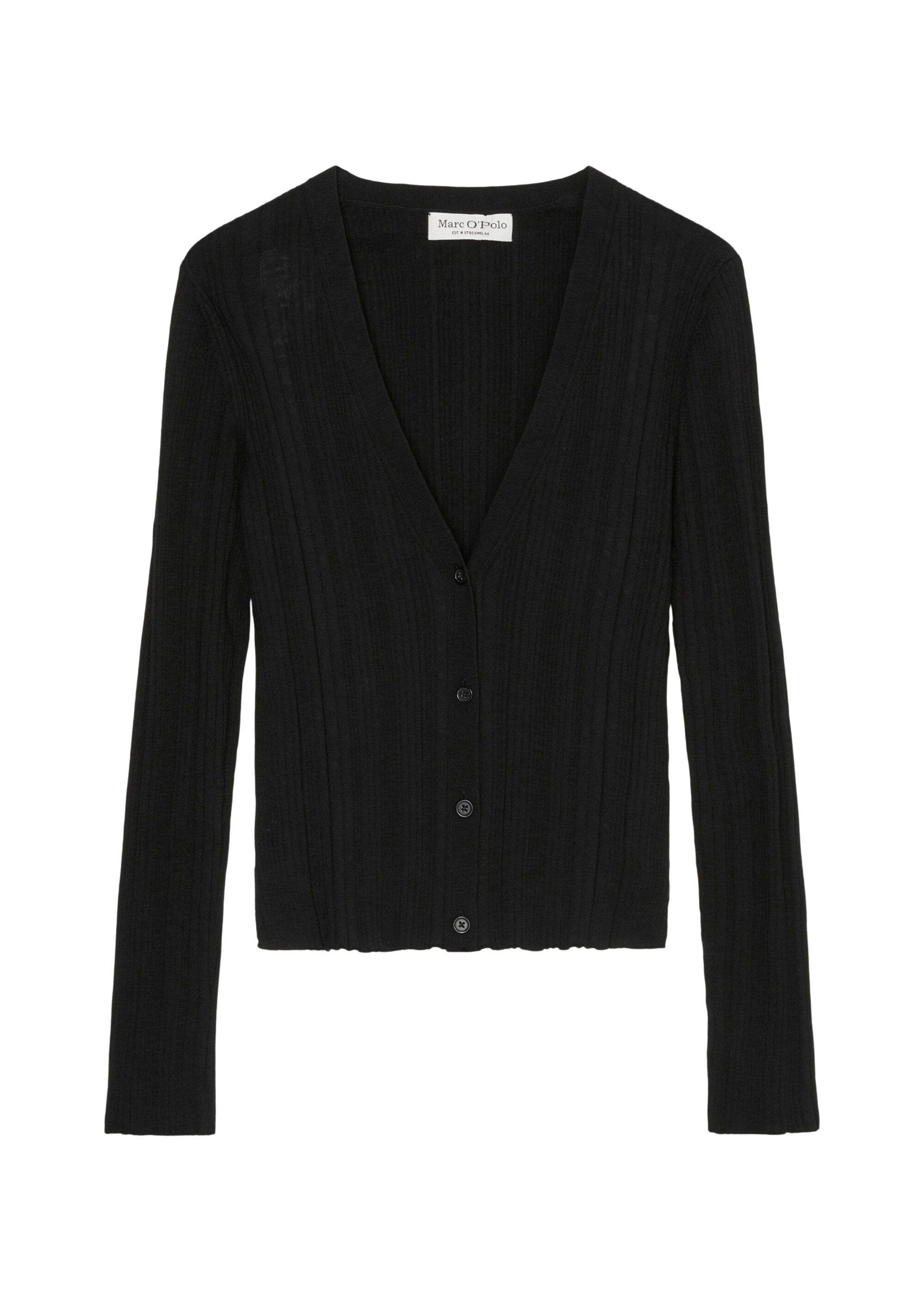 Rippstrick-Cardigan slim aus Organic Cotton-Leinen-Slub-Garn