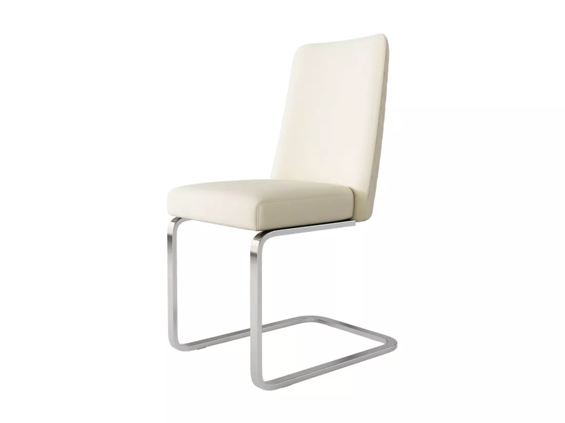 Lot de 6 chaises cantilever en velours et métal argenté, conception de diamant, charge max 150kg, 55x45x87cm, Beige