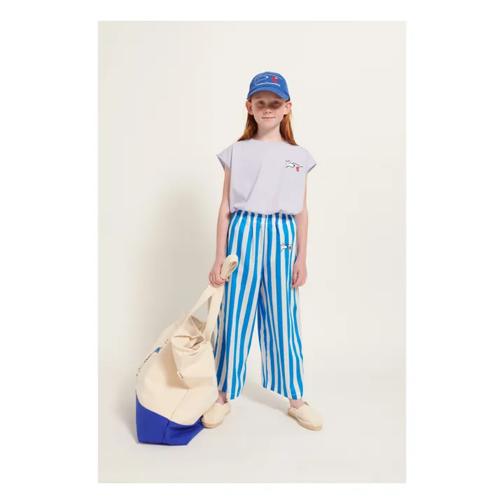 Weekend House Pantalon Rayure Coton Bio | Bleu