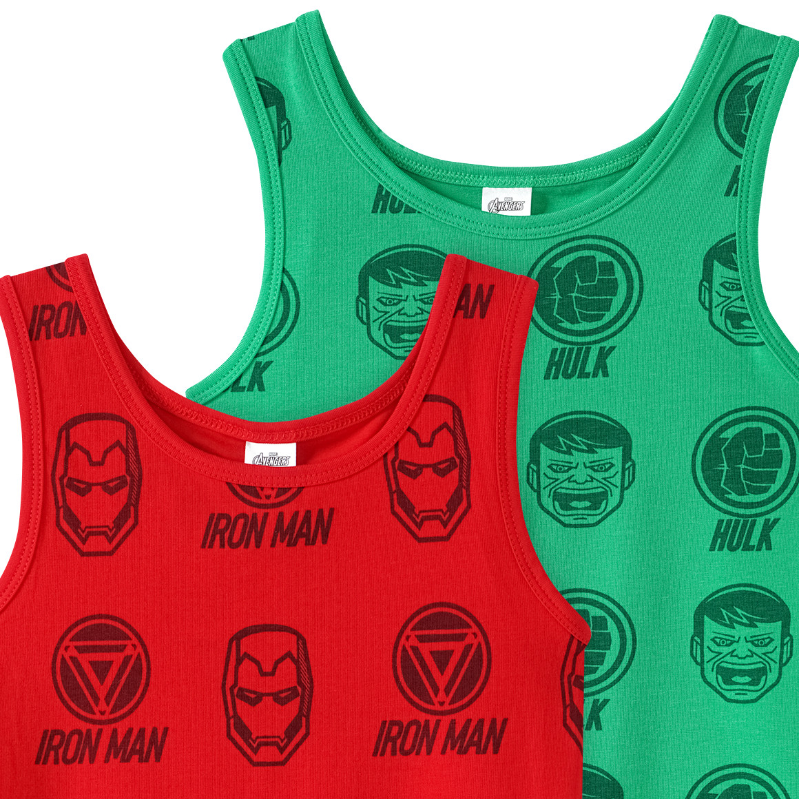 Topolino 2 MARVEL Unterhemden mit Hulk und Iron Man rot / grün