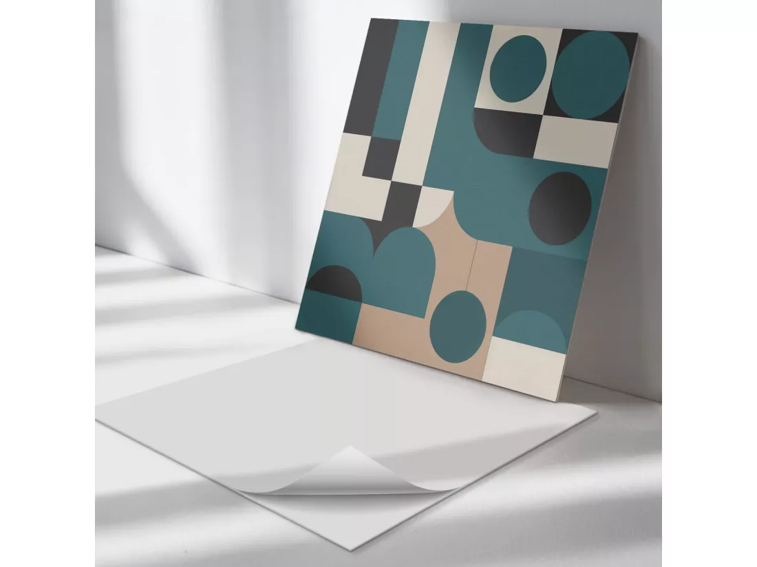 Panneaux muraux autocollants en vinyle imperméable - 4 x 50 x 50 cm - Formes et formes abstraites
