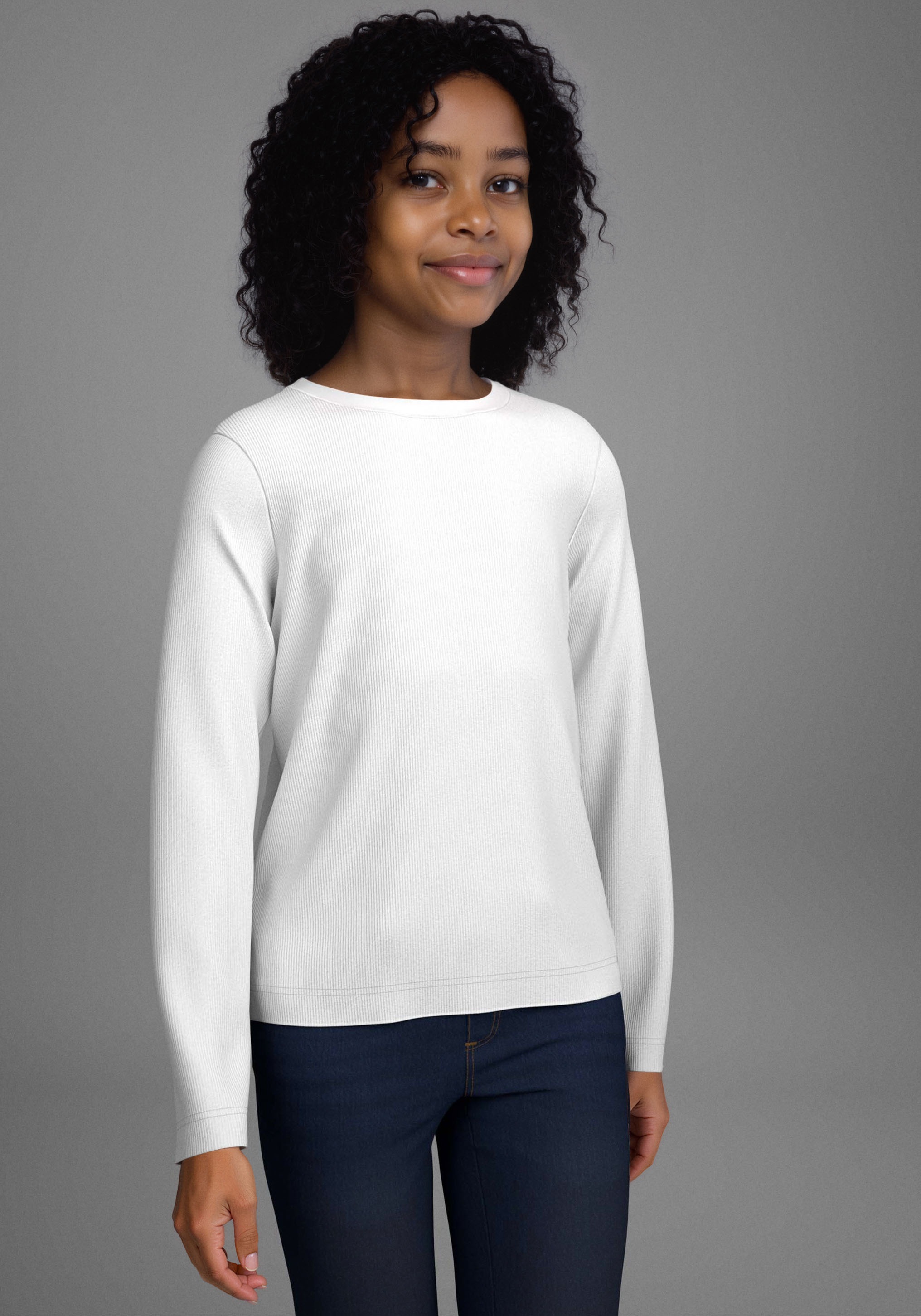 H.I.S Langarmshirt »2er Packung Shirts aus Rippware«, 2 Stk. NEU: H.I.S für TEENS! 2er Pack Basic Langarmshirts