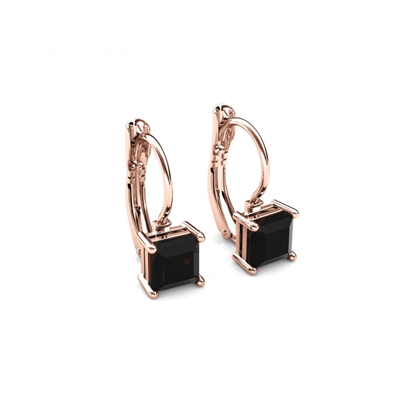 Boucles d'oreilles Square - Or Rosé et Noir