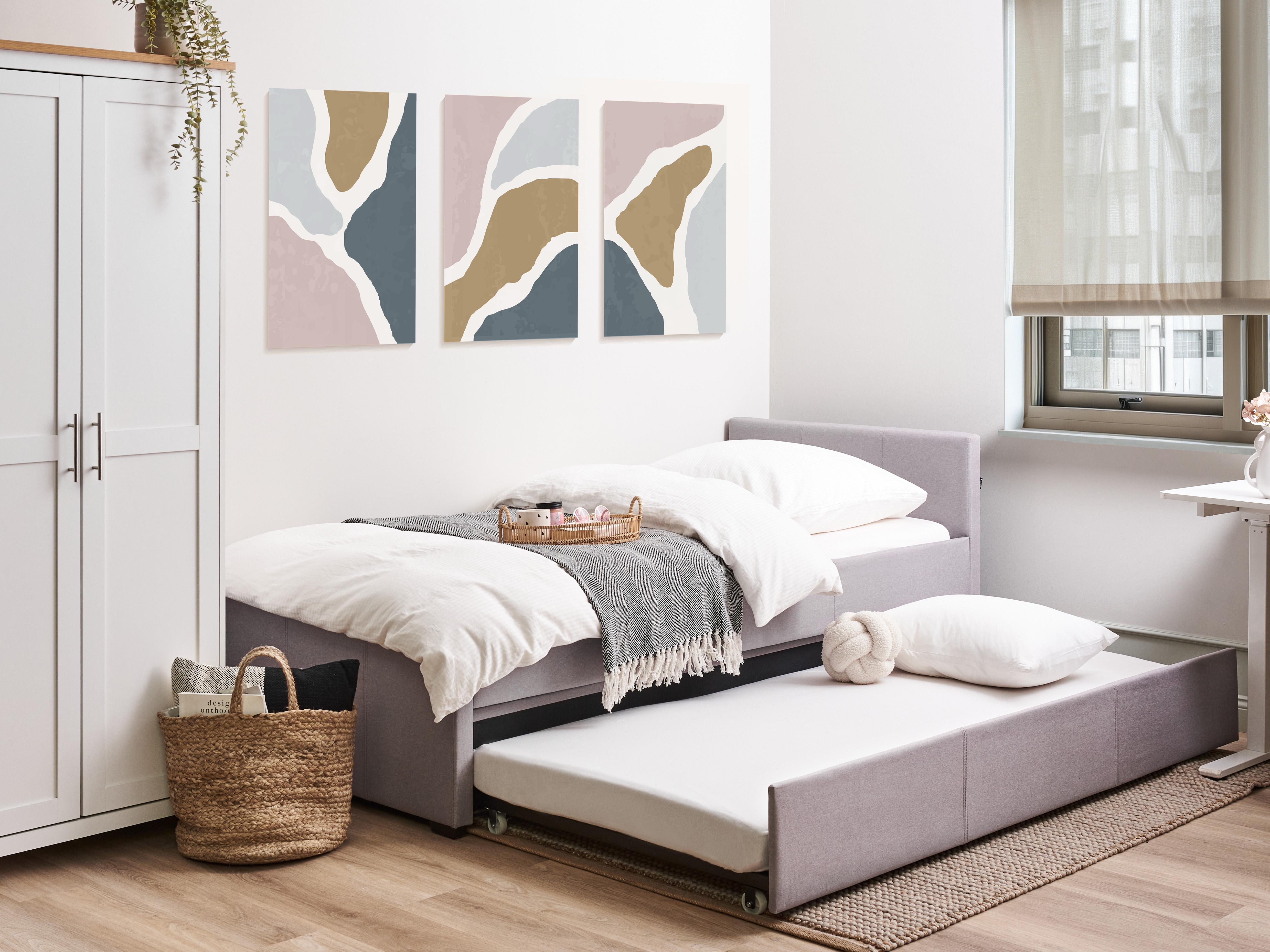 Onderschuifbed Stof MARMANDE 90 x 200 cm Lichtgrijs
