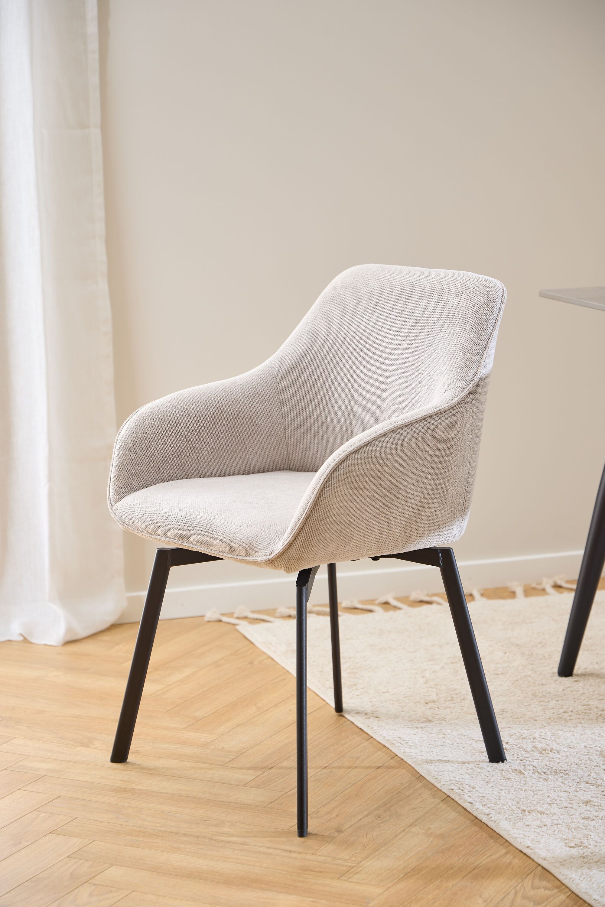 DYLAN Stuhl - Beige / B: 58.5 cm x T: 55.5 cm x H: 83.5 cm
