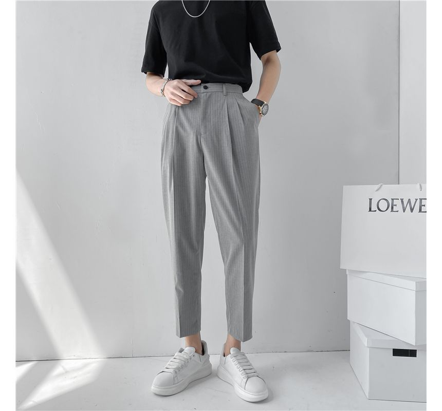 Orungeetun - Gestreepte rechte cropped broek