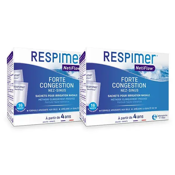 Pacote com 2 unidades - RESPIMER® NetiFlow® - Refis com 16 sachês para irrigação nasal